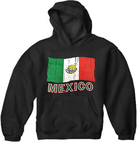 Vintage Mexico Waving Flag Adult Hoodie