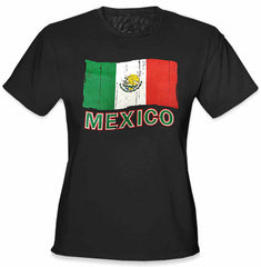 Vintage Mexico Waving Flag Girl's T-Shirt