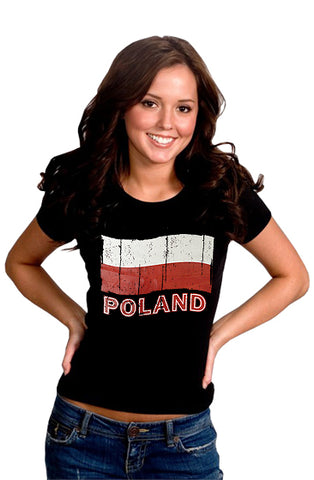 Vintage Poland Waving Flag Girl's T-Shirt