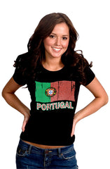 Vintage Portugal Waving Flag Girl's T-Shirt