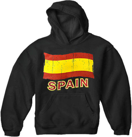 Vintage Spain Waving Flag Adult Hoodie