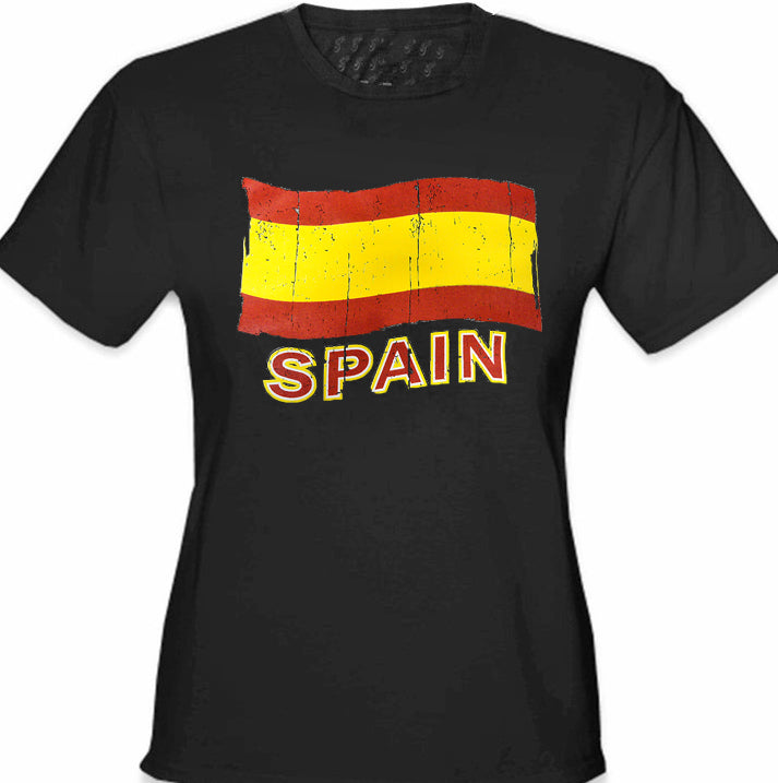 Vintage Spain Waving Flag Girl\'s T-Shirt – Bewild