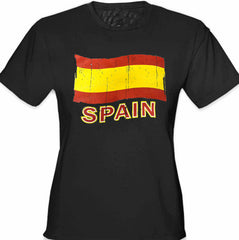 Vintage Spain Waving Flag Girl's T-Shirt