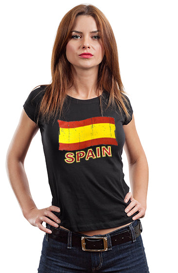 Vintage Spain Waving Flag Girl's T-Shirt