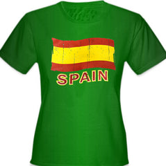 Vintage Spain Waving Flag Girl's T-Shirt