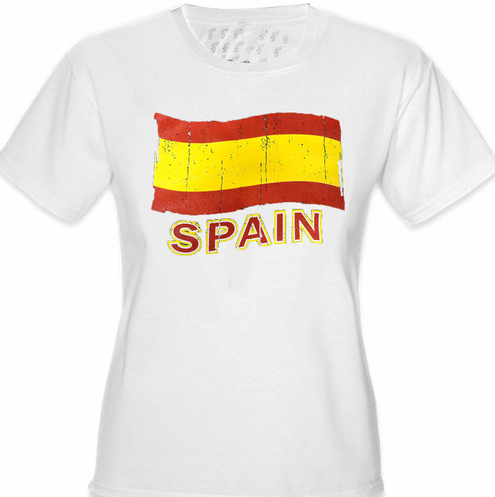 Vintage Spain Waving Flag Girl's T-Shirt