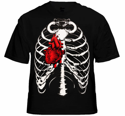 Walking Dead Men's T-Shirt with Exposed Ribs and Heart