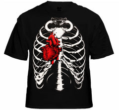 Walking Dead Men's T-Shirt with Exposed Ribs and Heart