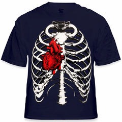 Walking Dead Men's T-Shirt with Exposed Ribs and Heart