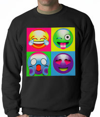 Block Print Emoji Faces Adult Crewneck