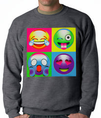 Block Print Emoji Faces Adult Crewneck