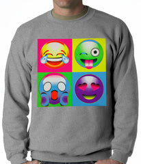 Block Print Emoji Faces Adult Crewneck