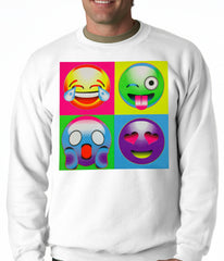 Block Print Emoji Faces Adult Crewneck