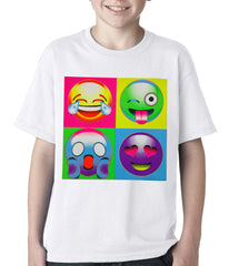 Block Print Emoji Faces Kids T-shirt