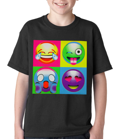 Block Print Emoji Faces Kids T-shirt