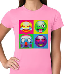 Block Print Emoji Faces Ladies T-shirt