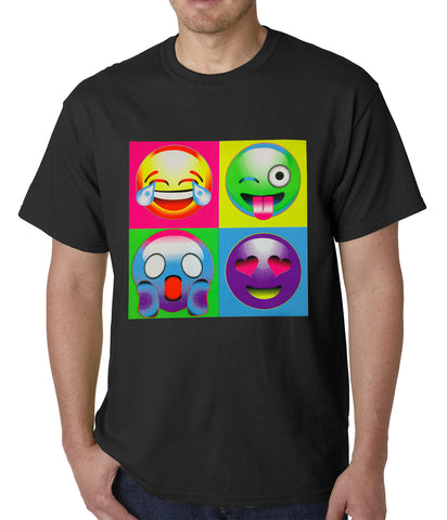 Block Print Emoji Faces Mens T-shirt