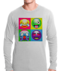 Block Print Emoji Faces Thermal Shirt