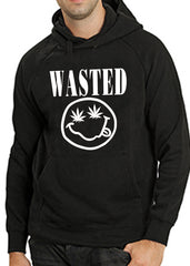 Wasted Pot Leaf Smiley Face Adult Hoodie