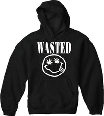 Wasted Pot Leaf Smiley Face Adult Hoodie