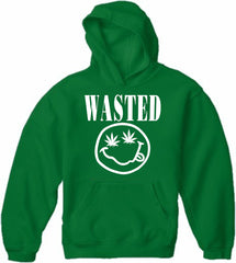 Wasted Pot Leaf Smiley Face Adult Hoodie