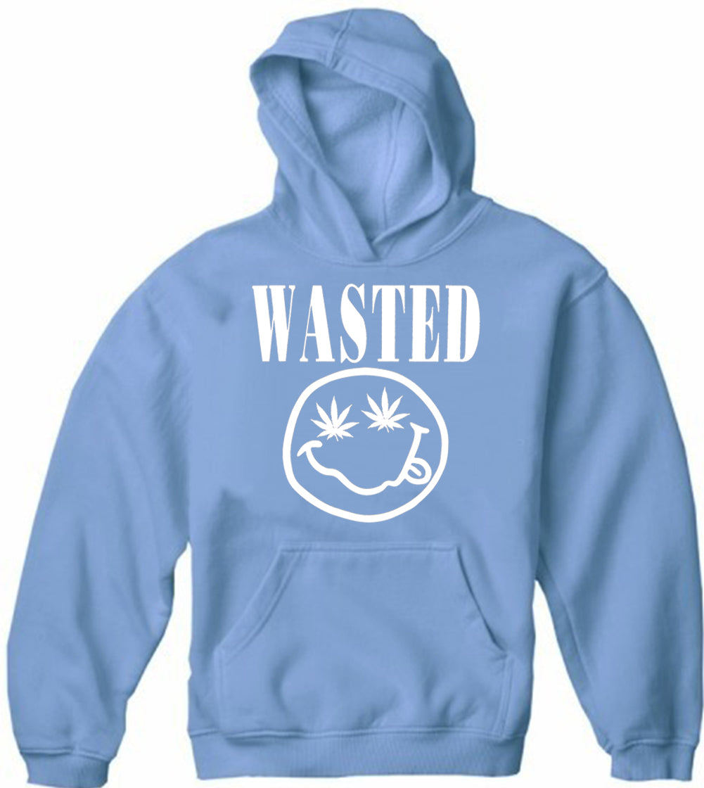 Wasted Pot Leaf Smiley Face Adult Hoodie