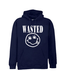 Wasted Pot Leaf Smiley Face Adult Hoodie