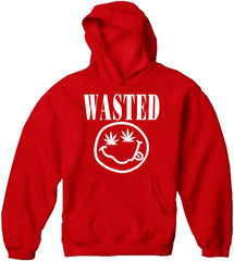 Wasted Pot Leaf Smiley Face Adult Hoodie