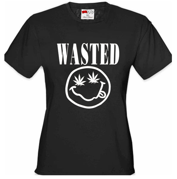 Wasted Pot Leaf Smiley Face Girl's T-Shirt –