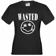 Wasted Pot Leaf Smiley Face Girl's T-Shirt