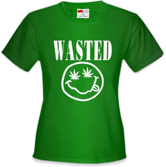 Wasted Pot Leaf Smiley Face Girl's T-Shirt