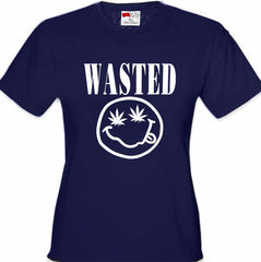 Wasted Pot Leaf Smiley Face Girl's T-Shirt