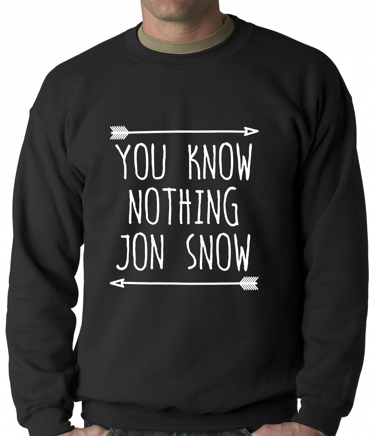(White Print) You Know Nothing Jon Snow Adult Crewneck