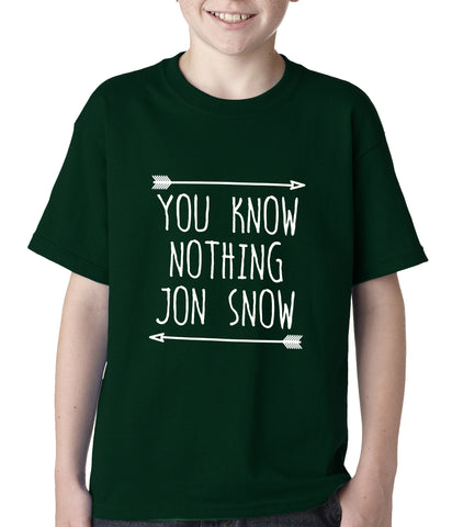 (White Print) You Know Nothing Jon Snow Kids T-shirt