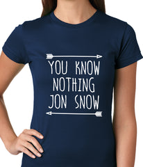 (White Print) You Know Nothing Jon Snow Ladies T-shirt
