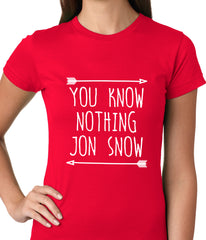 (White Print) You Know Nothing Jon Snow Ladies T-shirt
