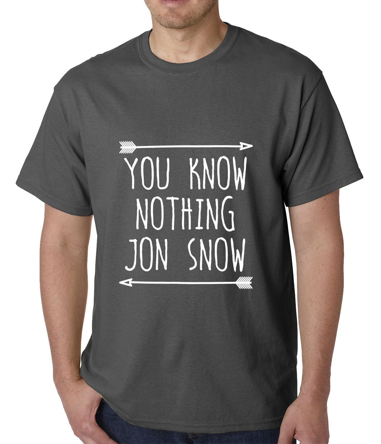 (White Print) You Know Nothing Jon Snow Mens T-shirt