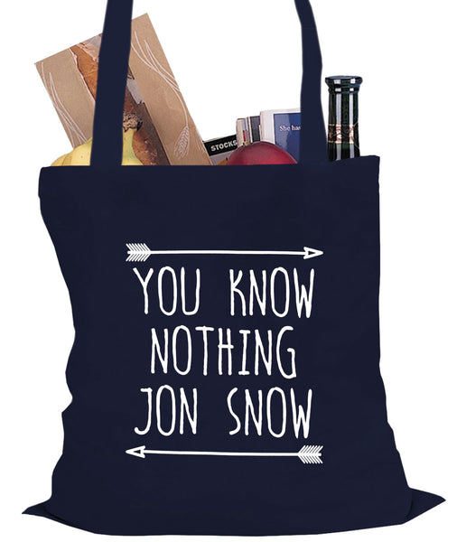 (White Print) You Know Nothing Jon Snow Tote Bag –