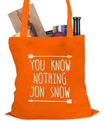 (White Print) You Know Nothing Jon Snow Tote Bag