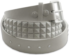 Classic White Pyramid Studded Leather Belt