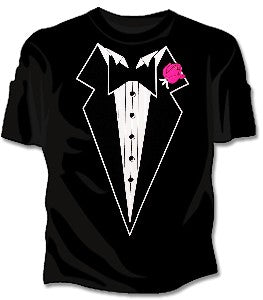Womans Tuxedo With Pink Flower T-Shirt (Black)