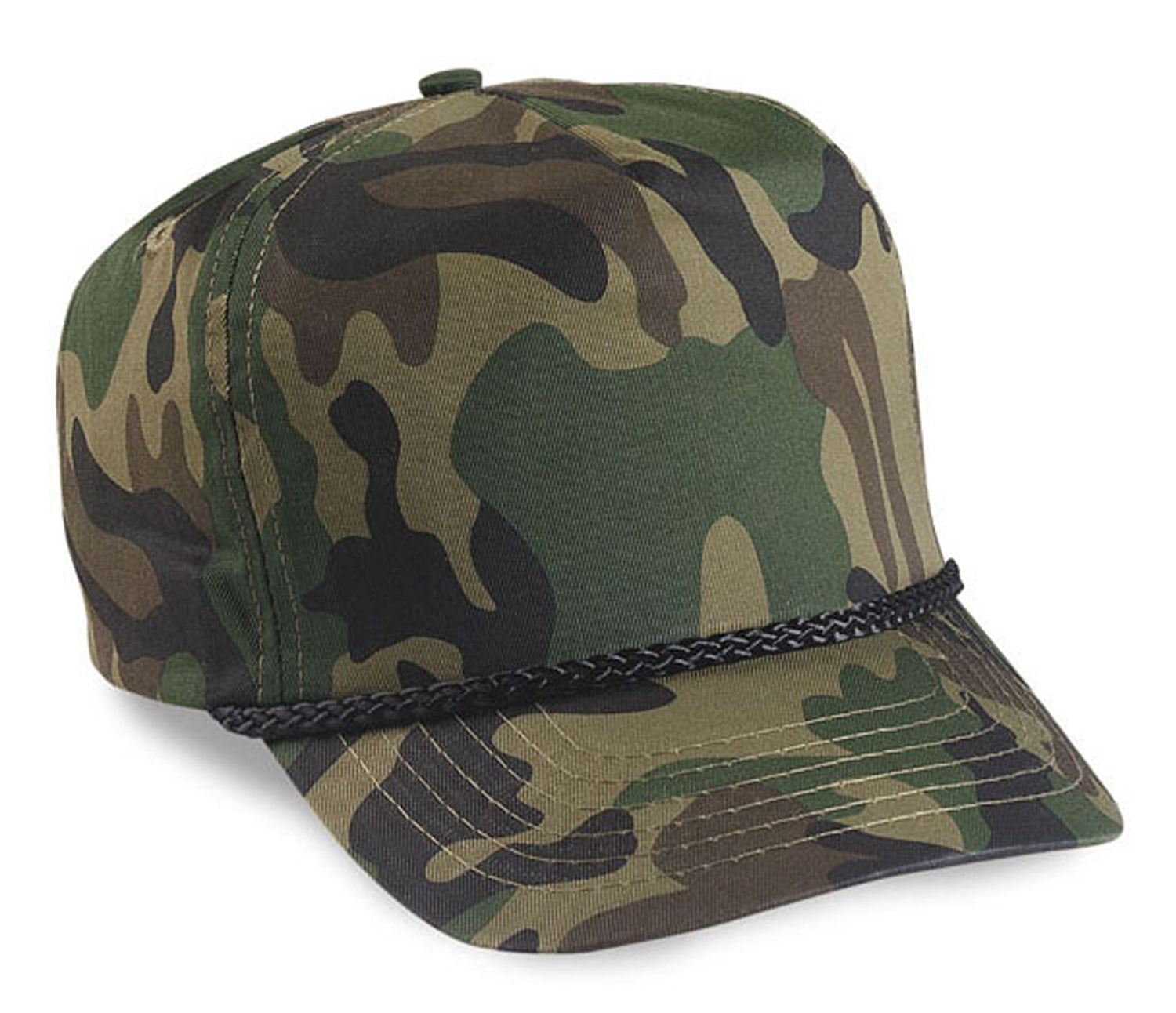 Woodland Camouflage Solid Panel Hat 