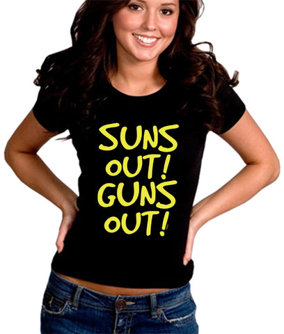 Yellow Print Sun's Out Guns Out Girl's T-Shirt